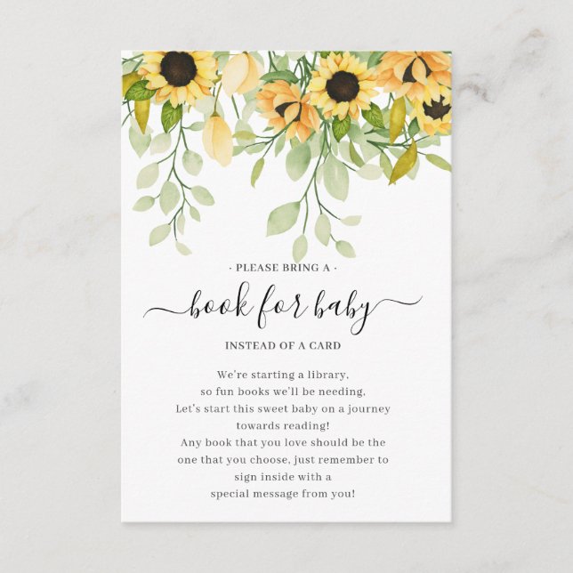 Autumn Sunflower Baby Shower Book for Baby Enclosure Card (Front)