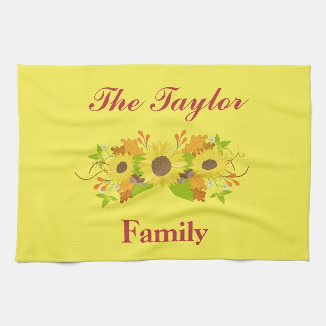 Autumn Sunflower Beauty Tea Towel (Horizontal)