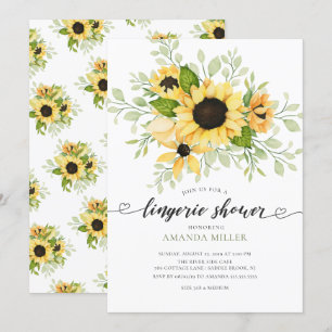 Autumn Sunflower Bridal Lingerie Shower Invitation