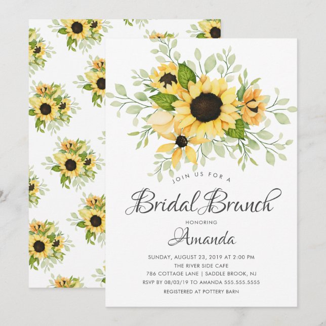 Autumn Sunflower Bridal Shower Brunch Invitation (Front/Back)