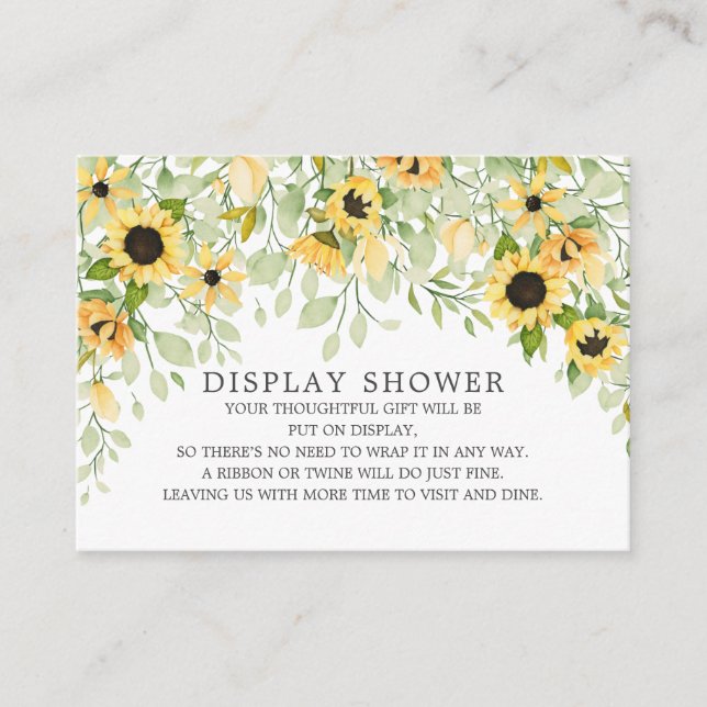 Autumn Sunflower Bridal Shower Display Shower Enclosure Card (Front)