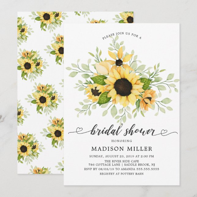 Autumn Sunflower Bridal Shower Invitation (Front/Back)