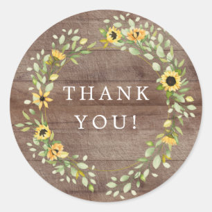 Autumn Sunflower Bridal Shower Thank You Favour Classic Round Sticker