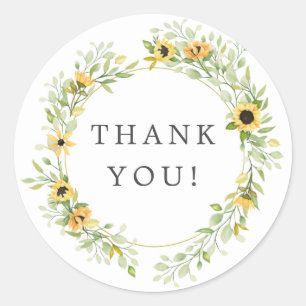 Autumn Sunflower Bridal Shower Thank You Favour Classic Round Sticker