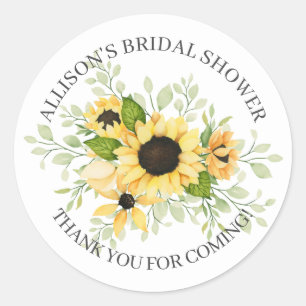Autumn Sunflower Bridal Shower Thank You Shower Classic Round Sticker