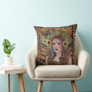 Autumn sunflower fairy cushion