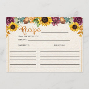 Autumn Sunflower Fall Recipe Card