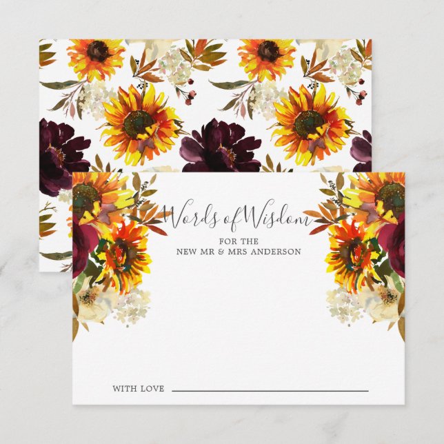 Autumn Sunflower Floral Words of Wisdom Card (Front/Back)