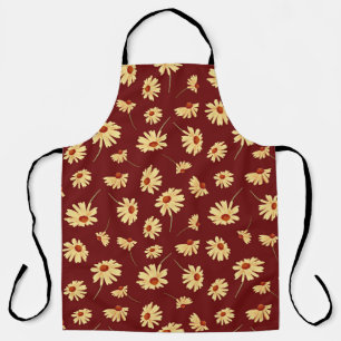 Autumn Sunflower: Maroon Seamless Design Apron