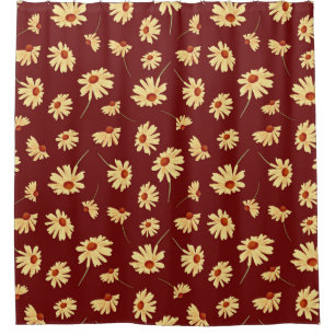 Autumn Sunflower: Maroon Seamless Design Shower Curtain