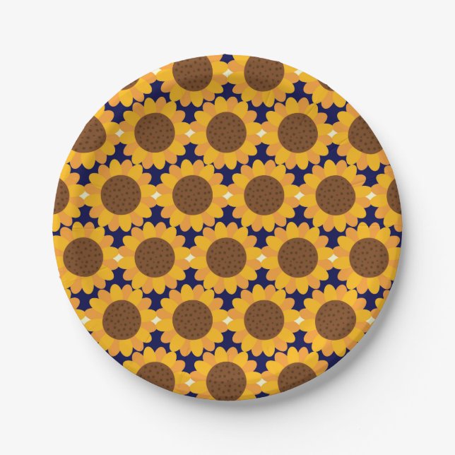 Autumn Sunflower Pattern Paper Plate (Front)