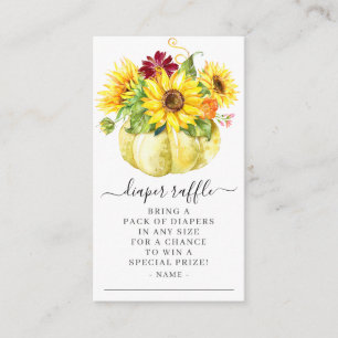 Autumn Sunflower Pumpkin Baby Shower Diaper Raffle Enclosure Card