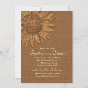 Autumn Sunflower Thanksgiving Dinner Invitation