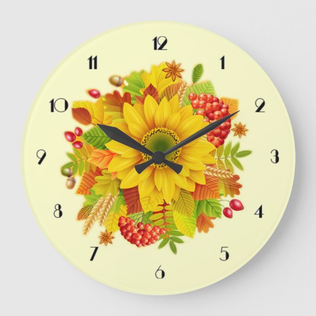 Autumn sunflower wall clock (Front)