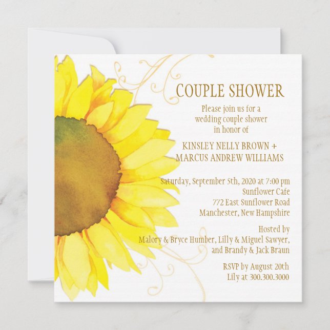 Autumn Sunflower Wedding Couples Shower Invitation (Front)