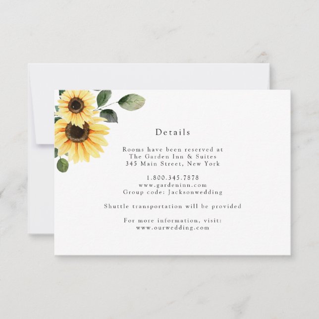 Autumn Sunflower Wedding Details Card (Front)