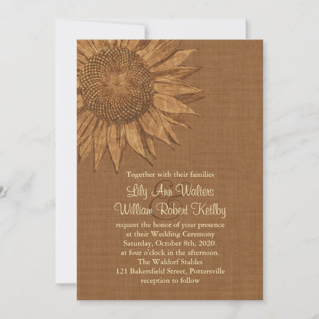 Autumn Sunflower Wedding Invitation (Front)