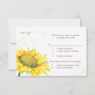 Autumn Sunflower Wedding Meal Choice RSVP Card