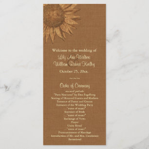 Autumn Sunflower Wedding Program Programme