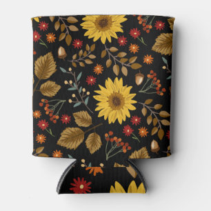 Autumn Sunflowers: Maple Black Background Can Cooler