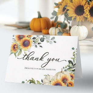 Autumn Sunflowers Pumpkin Bridal Shower Thank You Card