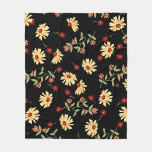 Autumn Sunflowers: Red-Orange Harmony. Fleece Blanket