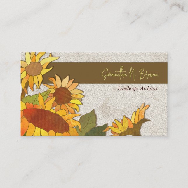 Autumn Sunflowers Unique Business Card (Front)