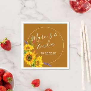 Autumn Sunflowers Wedding Paper Napkin