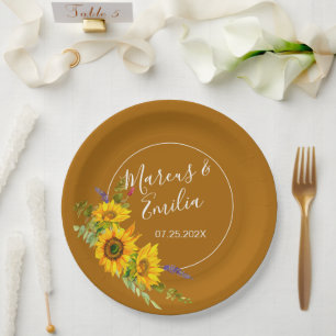 Autumn Sunflowers Wedding   Paper Plate