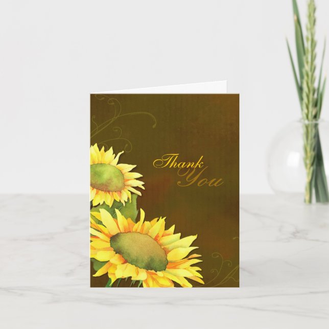 Autumn Sunflowers Wedding Thank You Card (Front)
