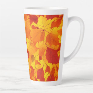 Autumn sunny shiny leaves design latte mug