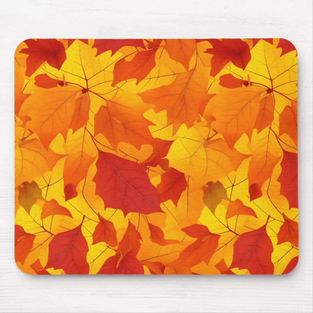 Autumn sunny shiny leaves design mouse mat (Front)