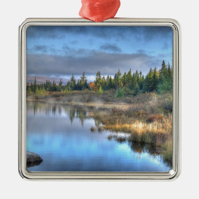 Autumn Sunrise at Moosehead Lake Maine Metal Tree Decoration (Front)