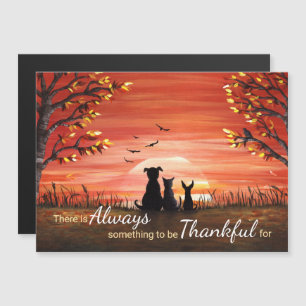 Autumn Sunset Always Thankful Card Magnet