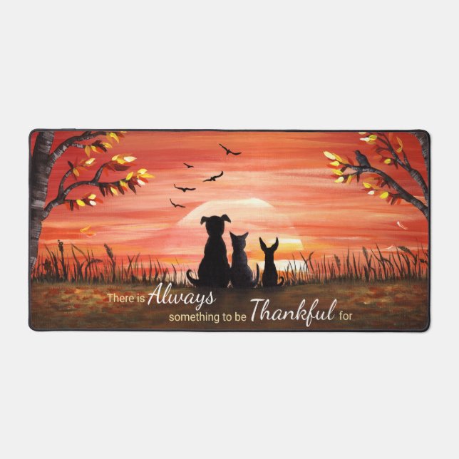 Autumn Sunset Always Thankful Desk Mat (Front)