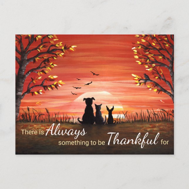 Autumn Sunset Always Thankful Postcard (Front)