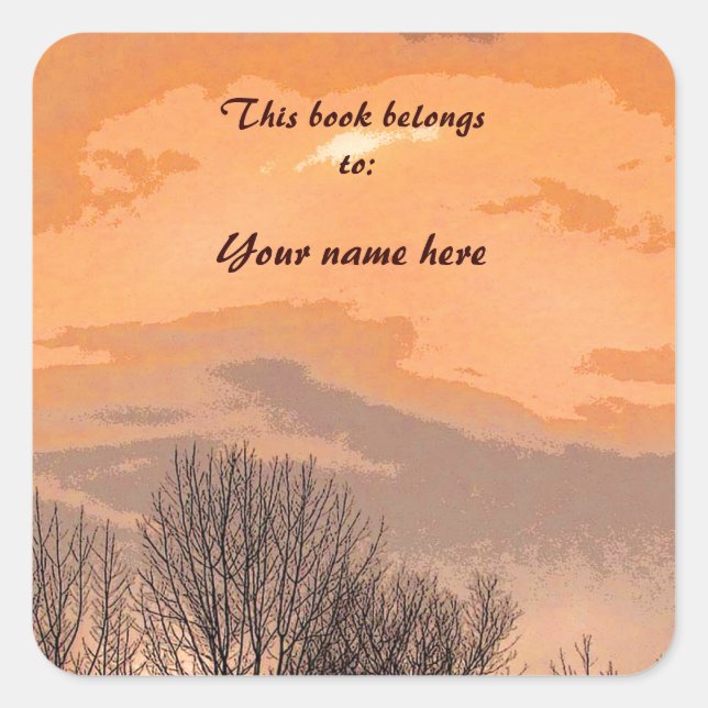 Autumn Sunset Bookplate Sticker (Front)