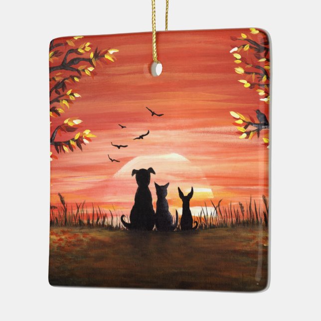 Autumn Sunset Ceramic Tree Decoration (Left)
