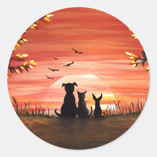 Autumn Sunset Classic Round Sticker (Front)
