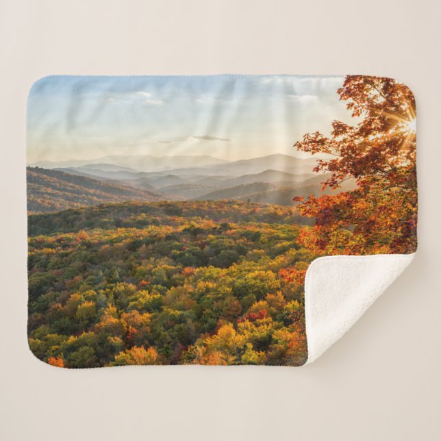 Autumn Sunset | North Carolina Sherpa Blanket (Front (Horizontal))