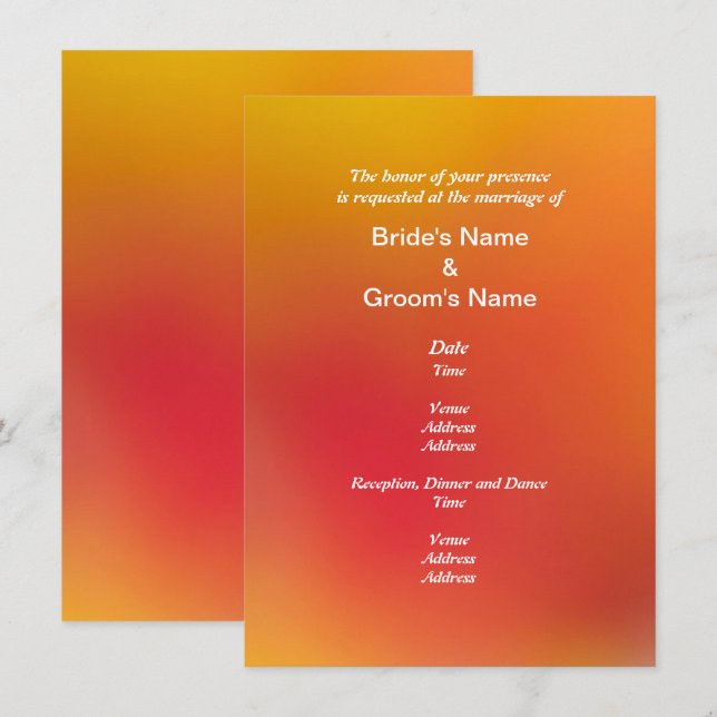 Autumn Sunset Orange Blend Wedding Invitation (Front/Back)