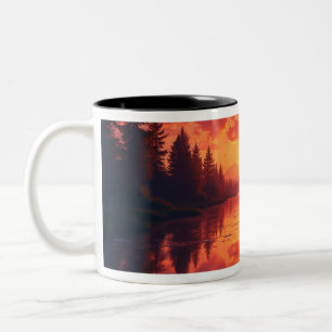 Autumn sunset Two-Tone coffee mug
