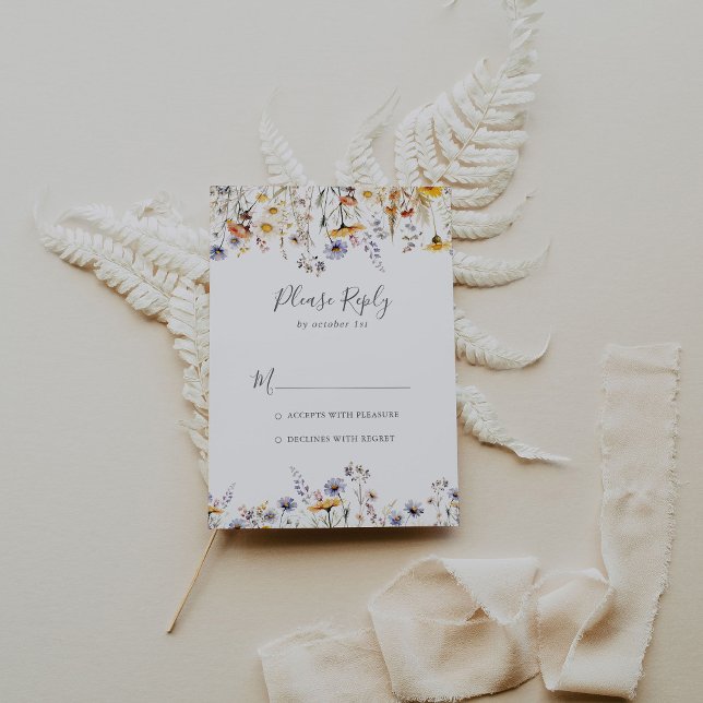 Autumn Sunshine Elegant Wildflower Minimalist RSVP Card (Creator Uploaded)