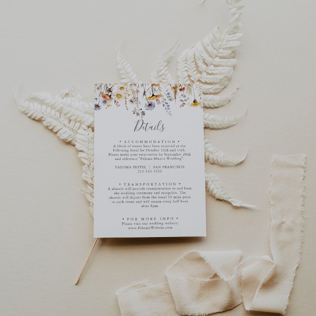 Autumn Sunshine Elegant Wildflower Wedding Details Enclosure Card (Creator Uploaded)