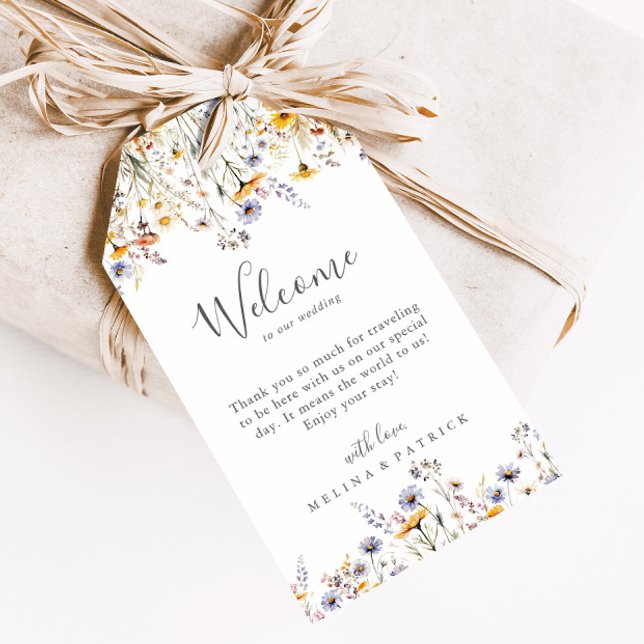 Autumn Sunshine Elegant Wildflower Wedding Welcome Gift Tags (Creator Uploaded)