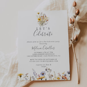 Autumn Sunshine Wildflower Let's Celebrate Party Invitation