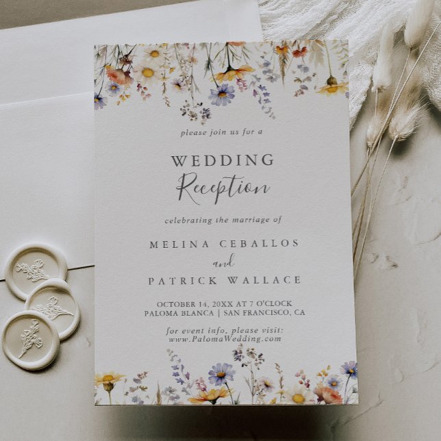 Autumn Sunshine Wildflower Wedding Reception Invitation (Creator Uploaded)