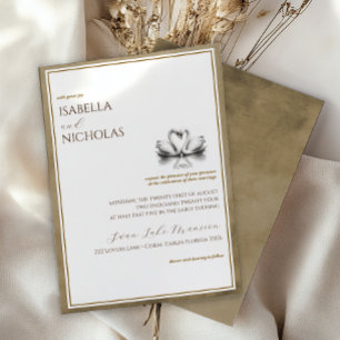 Autumn Swan Lake Wedding Invite