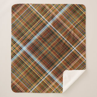 Autumn Sycamore Brown, Green, and Blue Plaid Sherpa Blanket
