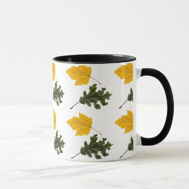 Autumn Symmetry Leaf Pattern Mug (Right)